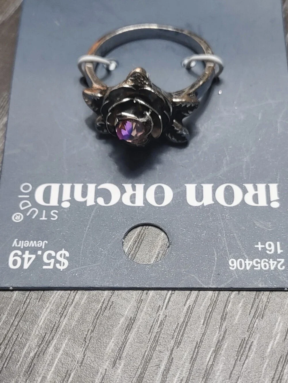 Sz 9 Ring Orchid Stone In Antique Silver Rose